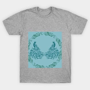 Peacock Design with Botanical Elements T-Shirt